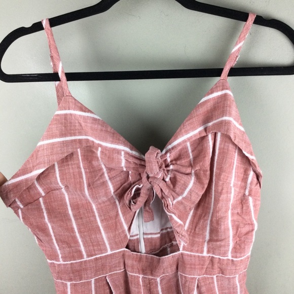 Ten Sixty Sherman Striped Cutout Tie Front Pink Romper Size Large - Picture 3 of 9